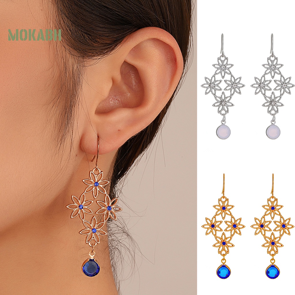 1 Đôi Bông Tai Móc Hình Hoa Rỗng Theo Phong Cách Bohemian