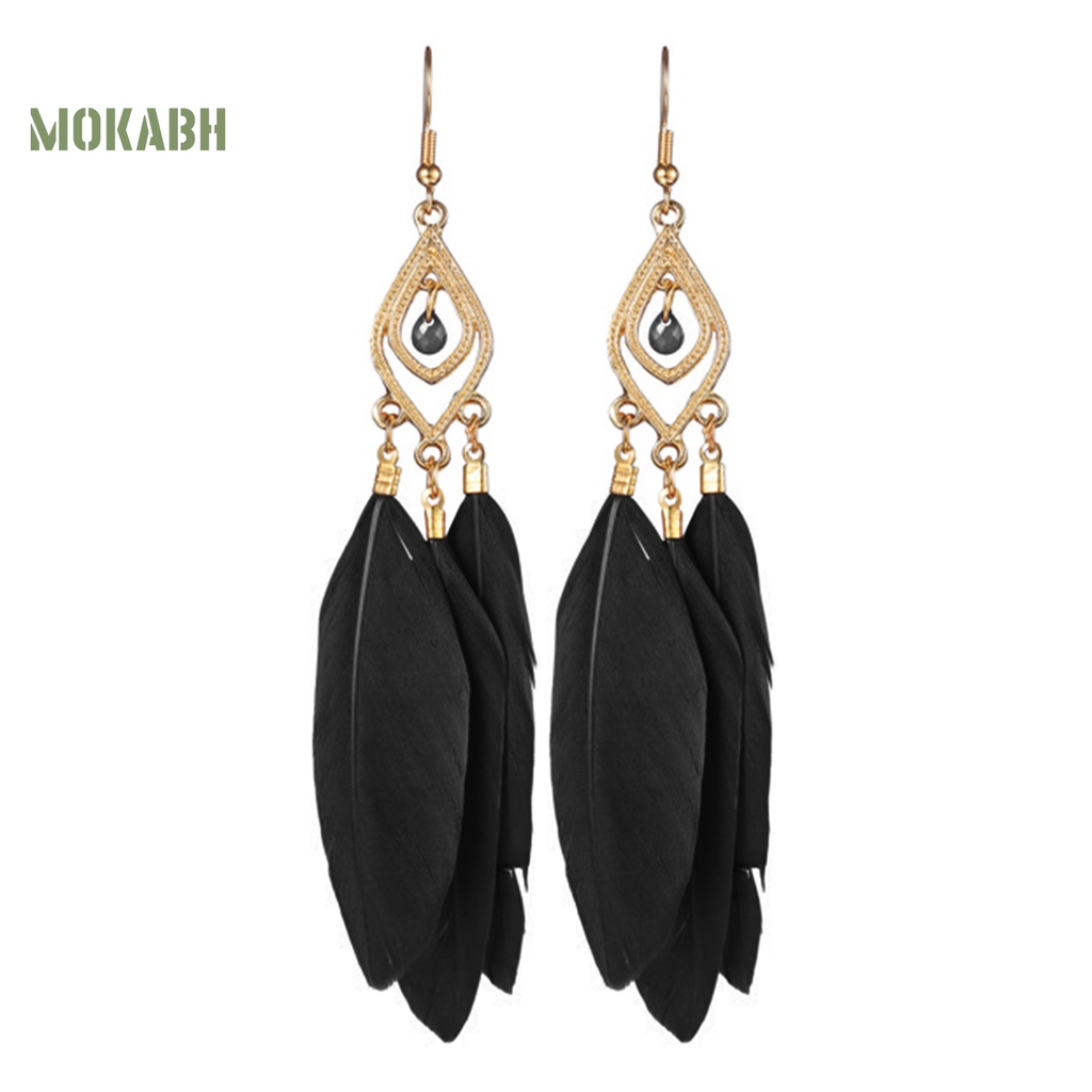 [Mok Abh] Bông Tai Gắn Lông Vũ Theo Phong Cách Du Mục