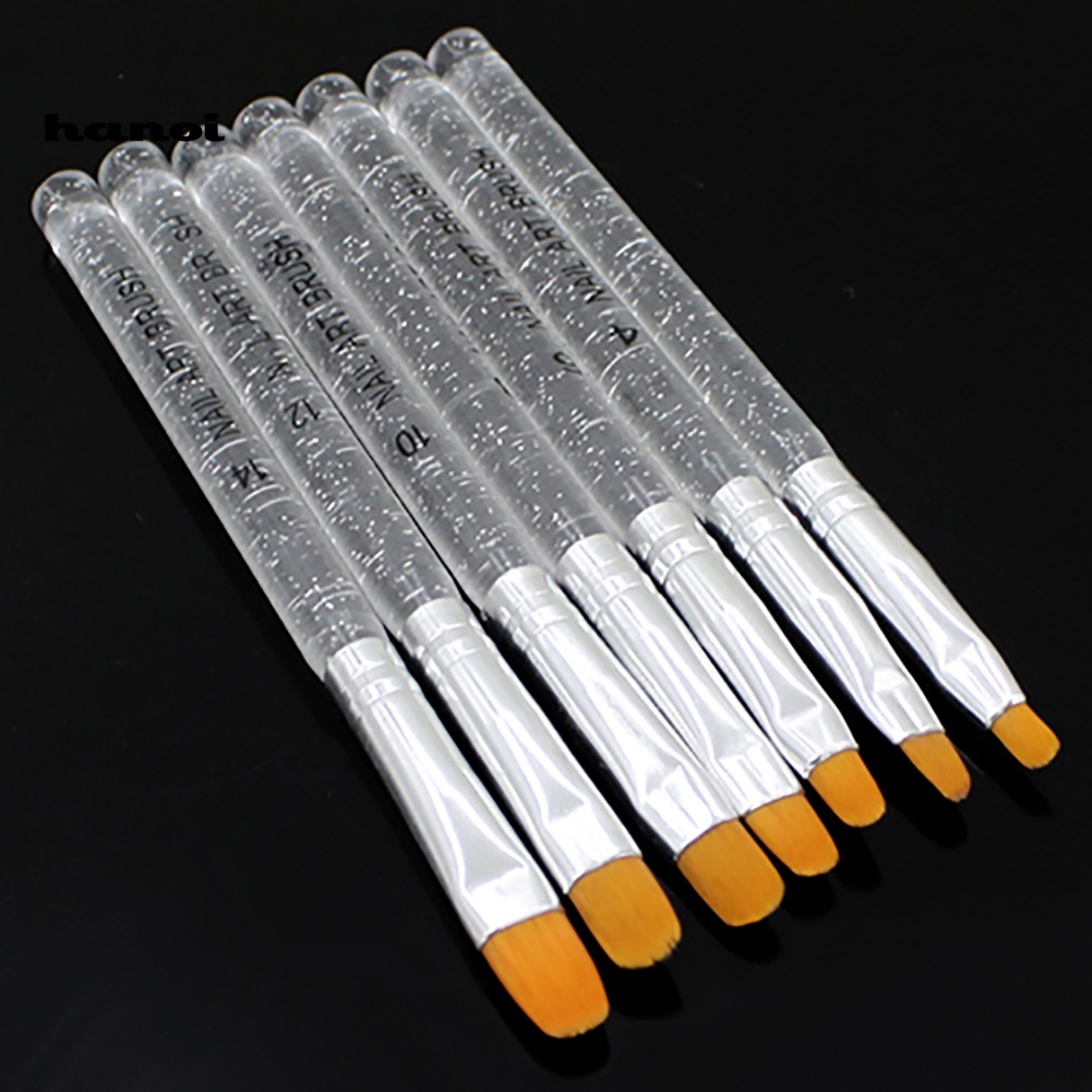 Set 7 Cọ Vẽ Trang Trí Móng Nghệ Thuật Bằng Thép Không Gỉ Trong Suốt