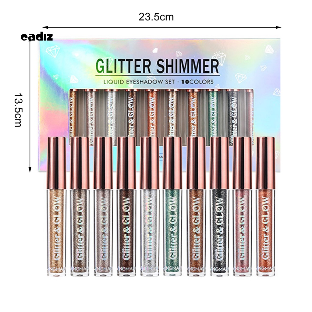 Set 10 Phấn Mắt Dạng Lỏng Chống Nhòe Màu Sắc Long Lanh Quyến Rũ