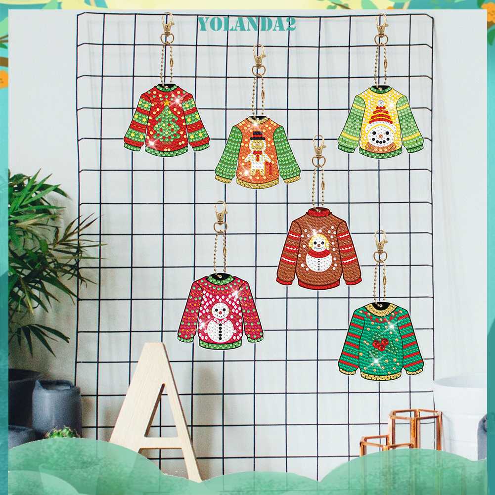 Bộ 6 Móc Khóa Đính Đá Nghệ Thuật Tự Làm