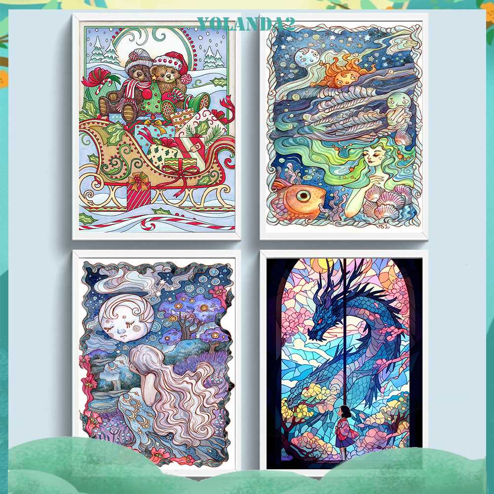 Bộ Tranh Đính Đá 5D Họa Tiết Hoạt Hình Độc Đáo DIY Dùng Trang Trí Nhà Cửa