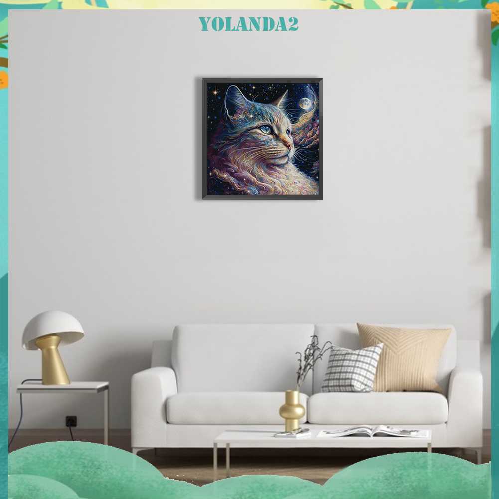 Tranh Đính Đá Kim Cương Toàn Bộ 5D DIY Hình Vẽ Mèo Trang Trí Nhà Cửa