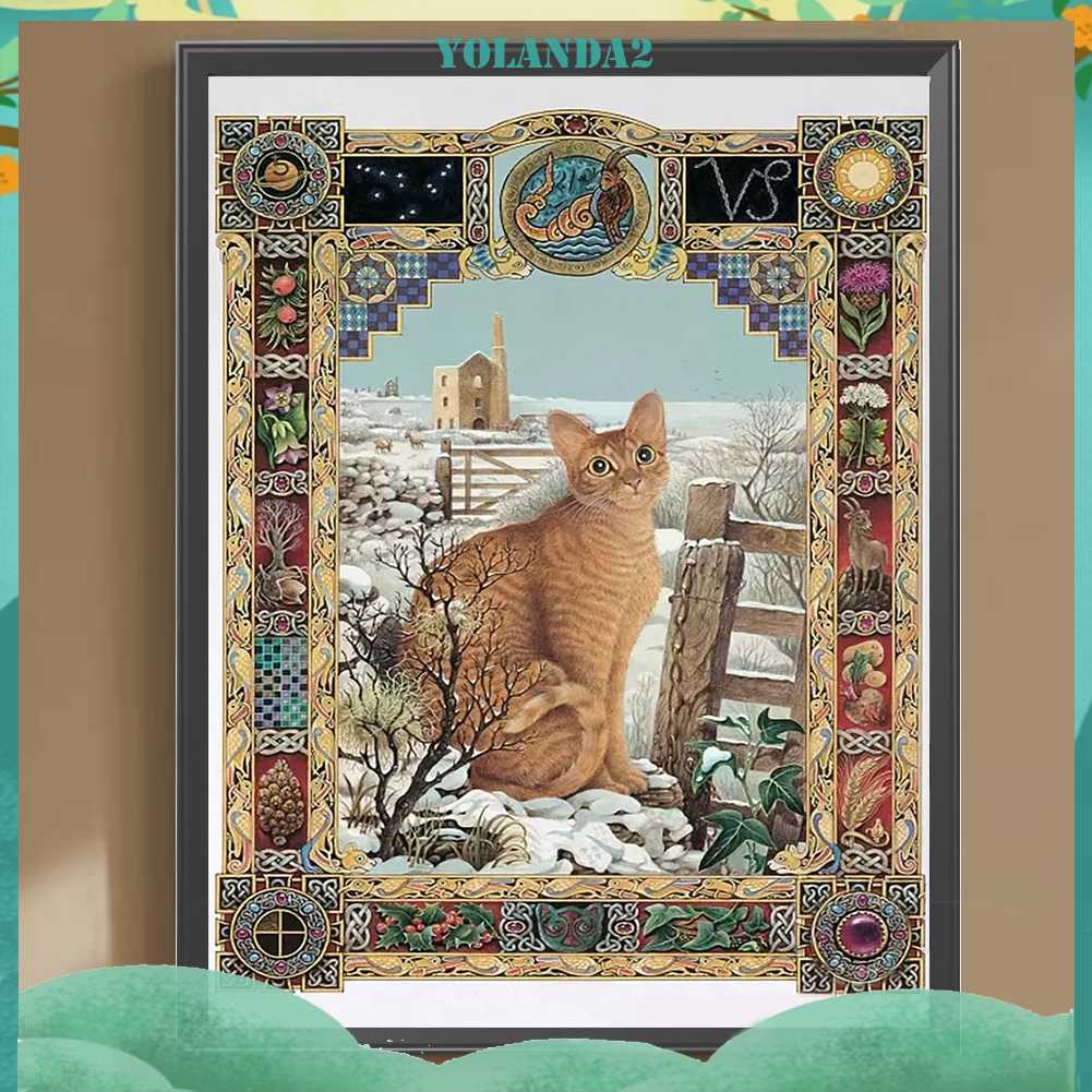 Tranh Đính Đá Kim Cương Toàn Bộ 5D DIY Hình Vẽ Mèo Trang Trí Nhà Cửa