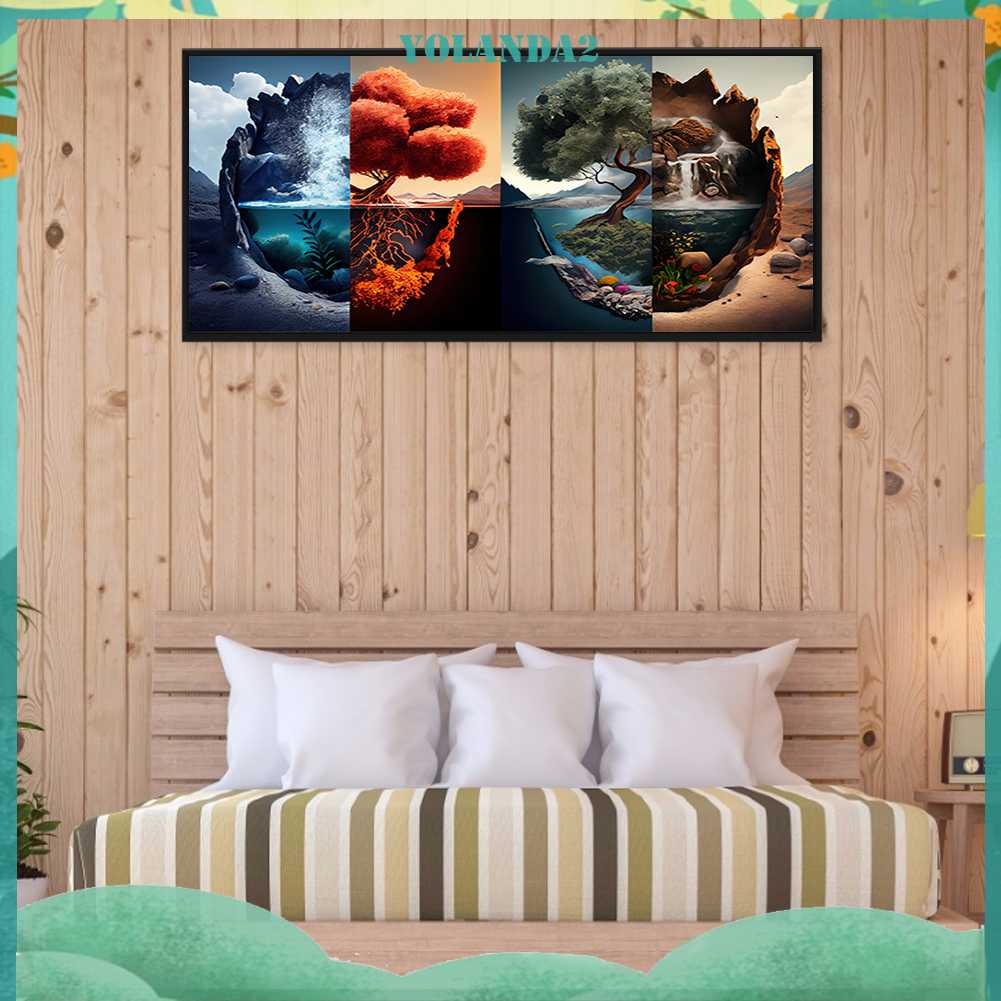 Tranh Đính Đá Kim Cương Toàn Bộ 5D DIY Hình Vẽ Bốn Mùa Trang Trí Nhà Cửa