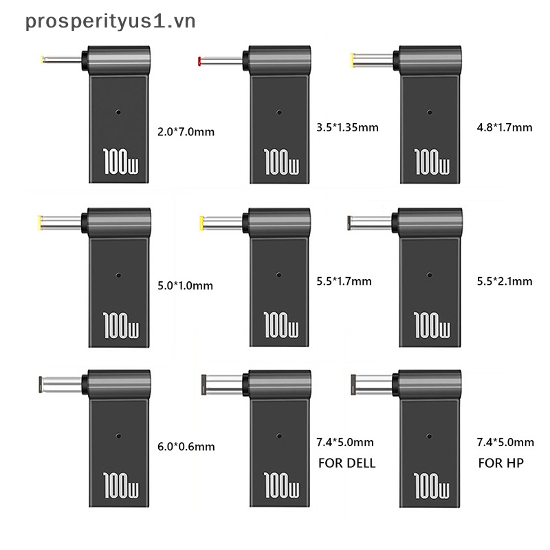 Giắc Chuyển Đổi 100W 5A PD DC Sang Type C Femal 5.5 / 7.4 Bằng Hợp Kim Kẽm Kèm Đầu Chuyển Đổi Nguồn Cho Dell / HP / ASUS