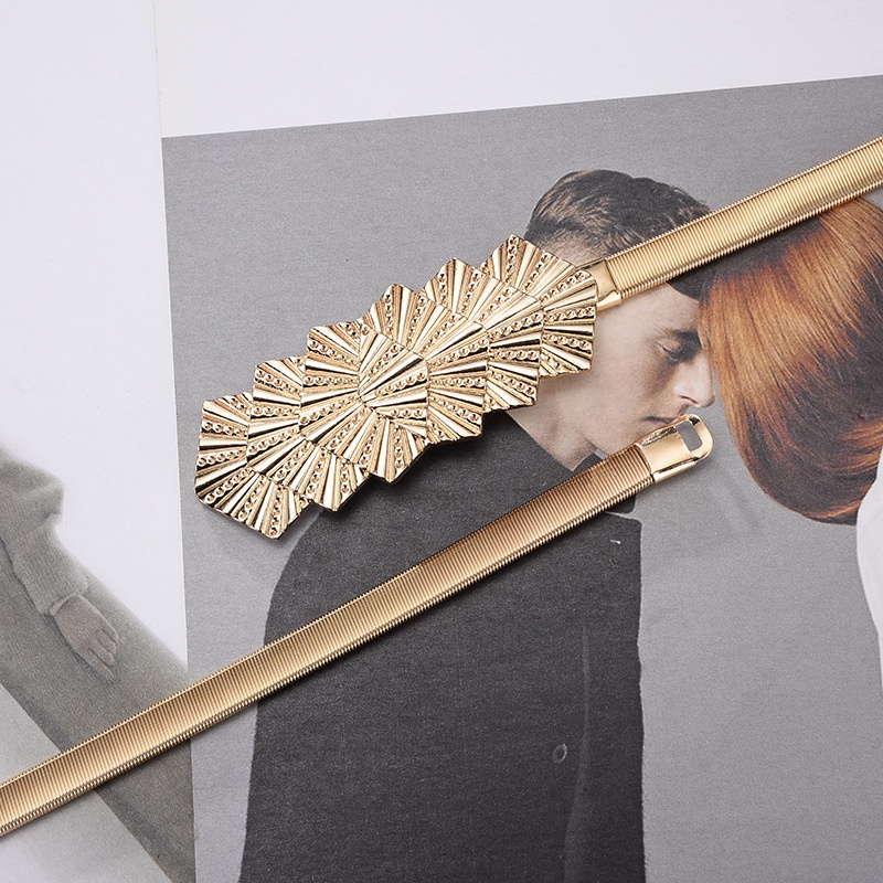 Thắt Lưng Dây Xích Kim Loại Mỏng Co Giãn Thời Trang Cho Nữ