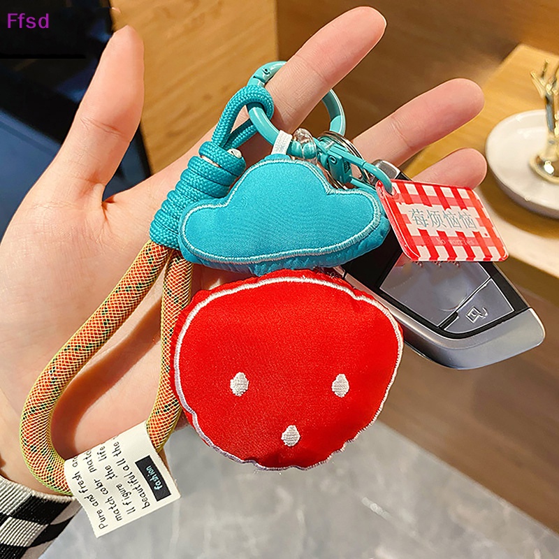 {Ffsd} Dây Vải Mềm Móc Chìa Khóa / Túi Xách Trang Trí Hình Trái Dâu / Cà Rốt Dễ Thương