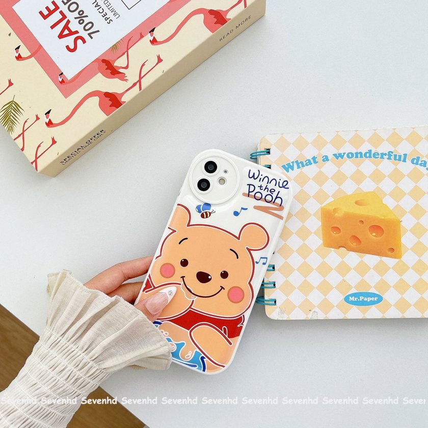 Ốp Điện Thoại Dẻo Họa Tiết Winnie The Pooh 3D Cho iPhone 14 13 12 11 Pro Max X XR Xs Max 8 7 6 6s Plus SE 2020