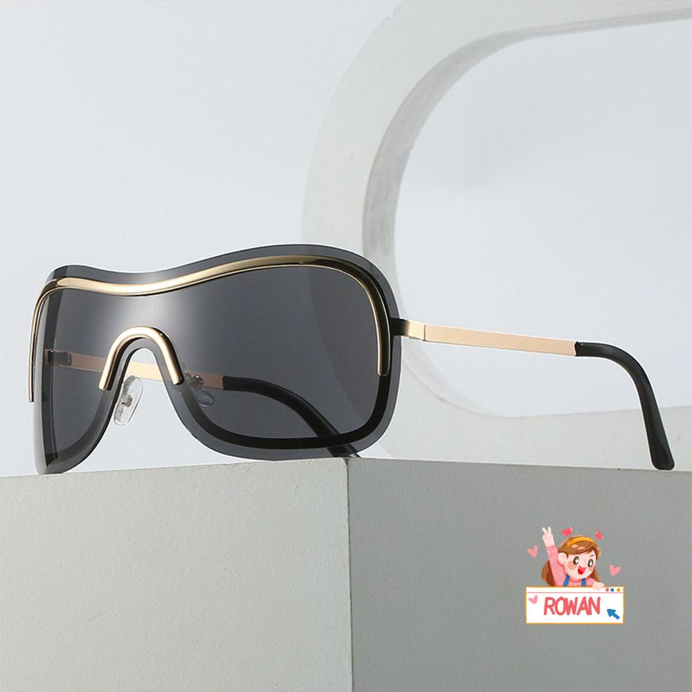 Kính Mát ROWANS Màu Nâu Cho Nữ|Cổ Điển Không Viền Hợp Kim Quá Khổ Y2k