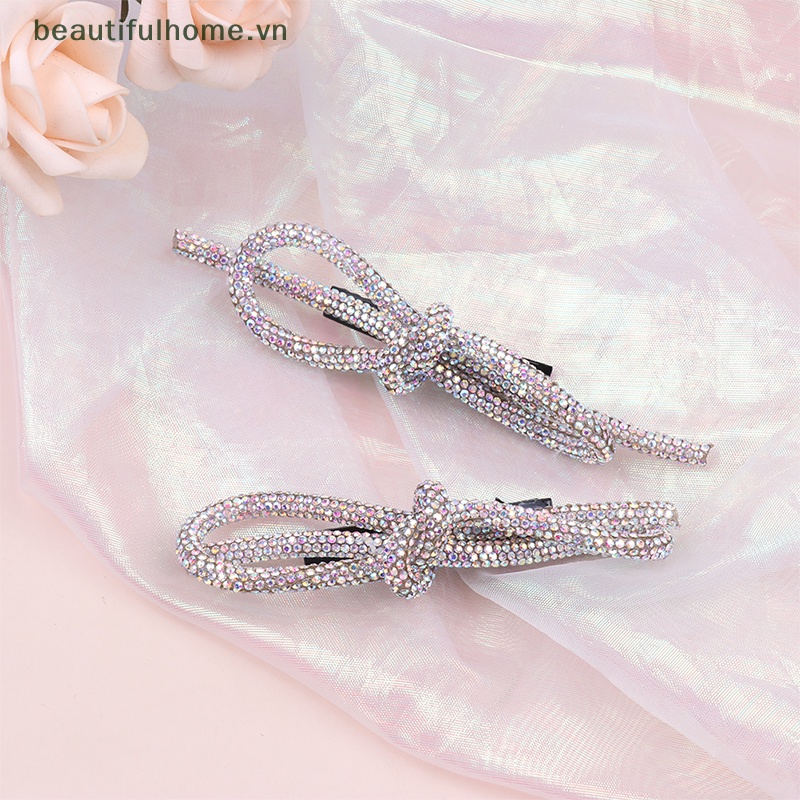 Bộ 2 Kẹp Tóc Hình Nơ Đính Đá Xinh Xắn