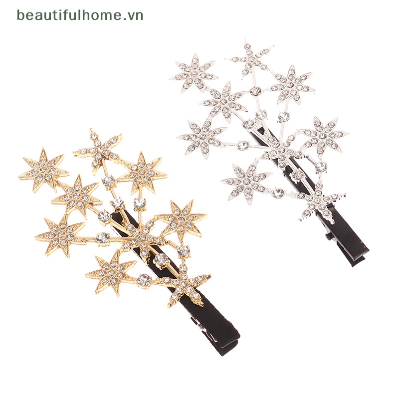 Kẹp Tóc Đính Pha Lê Màu Vàng / Bạc Thời Trang Cho Nữ