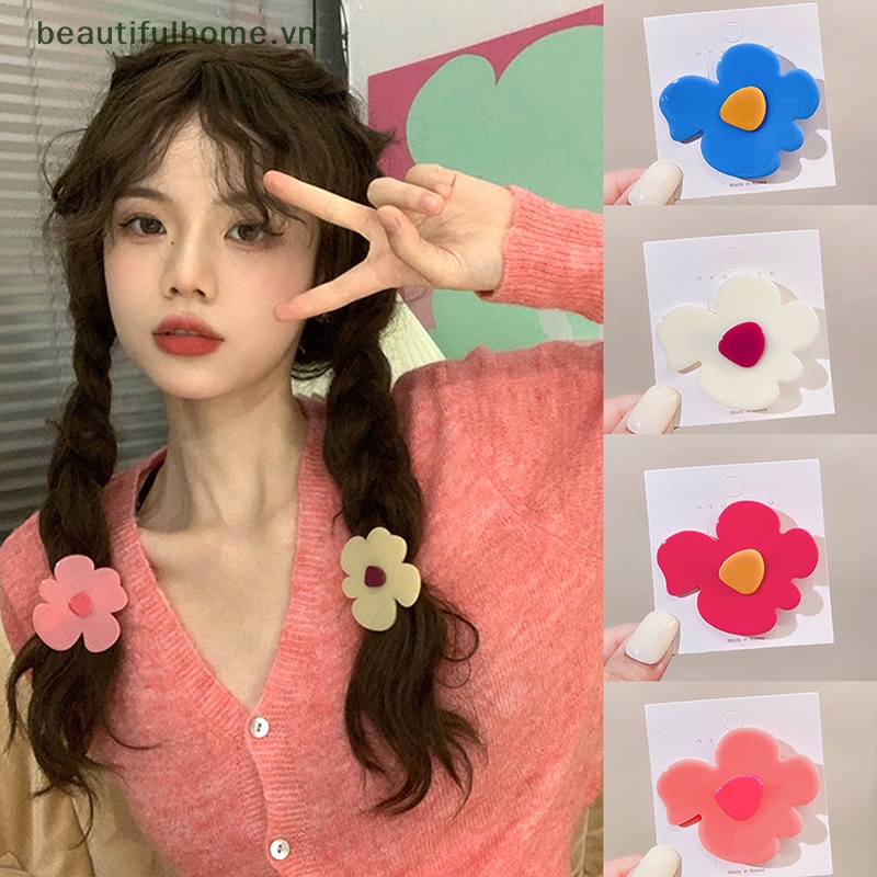 Kẹp Tóc Mái Bên Họa Tiết Hoa Ngọt Ngào Cho Nữ [Beautyhome]