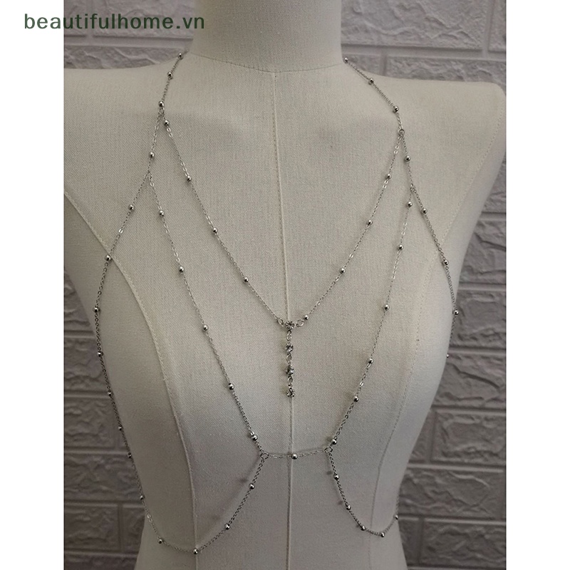 [beautifulhome] Dây Chuyền Cơ Thể Bằng Kim Loại Dạng Chuỗi Hạt Pha Lê Trang Sức Quyến Rũ Thời Trang Cho Nữ [beauty]
