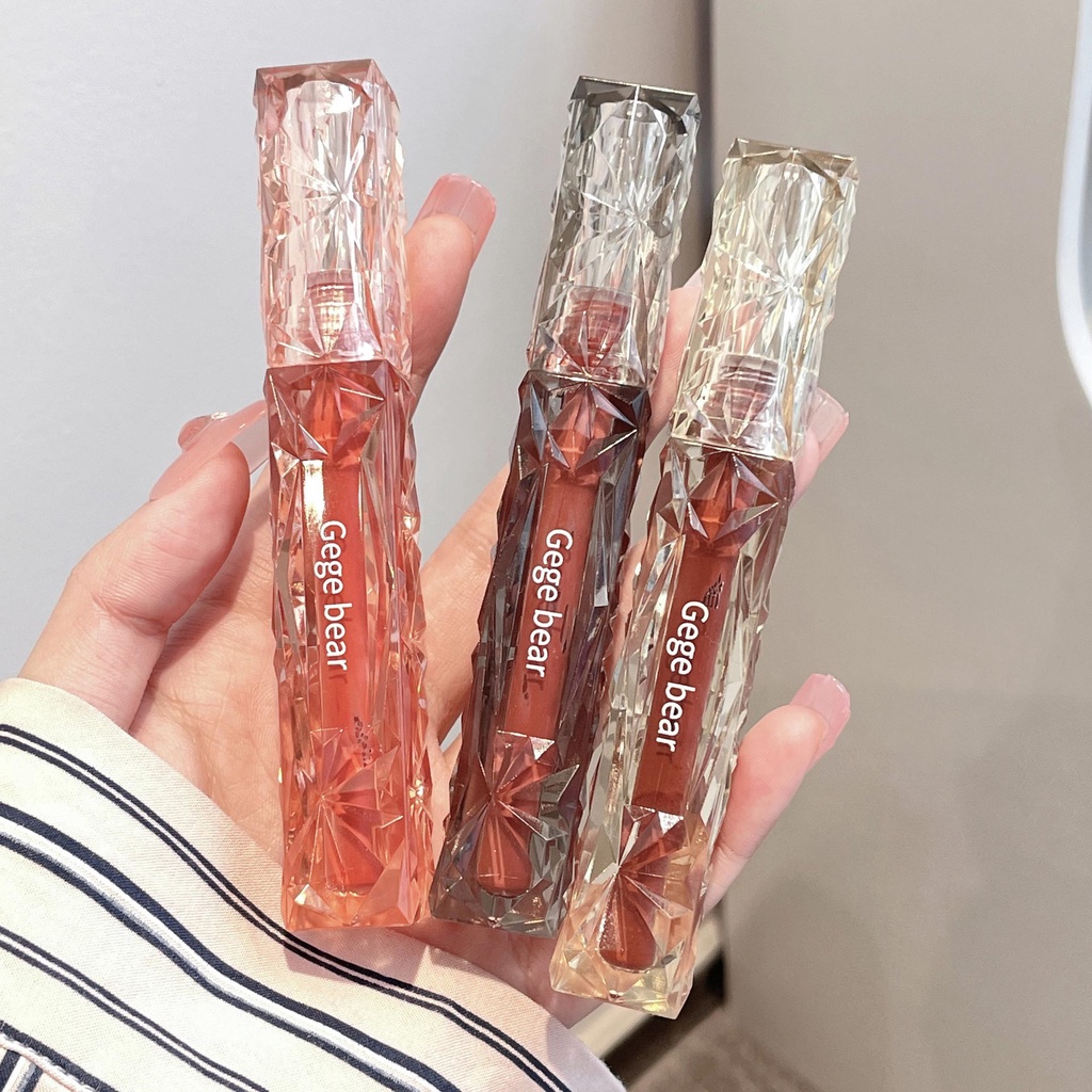 Son bóng  Kem Lì Gege Bear lip glaze dưỡng ẩm hiệu ứng tráng gương cao cấp