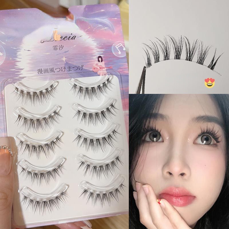 Hộp 5 Cặp Lông Mi Giả Dài / Trong Suốt / Feixi Girl Group V Thân Trong Suốt / Lông Mi Giả / Lông Mi Giả / Dụng Cụ Trang Điểm Cho Nữ