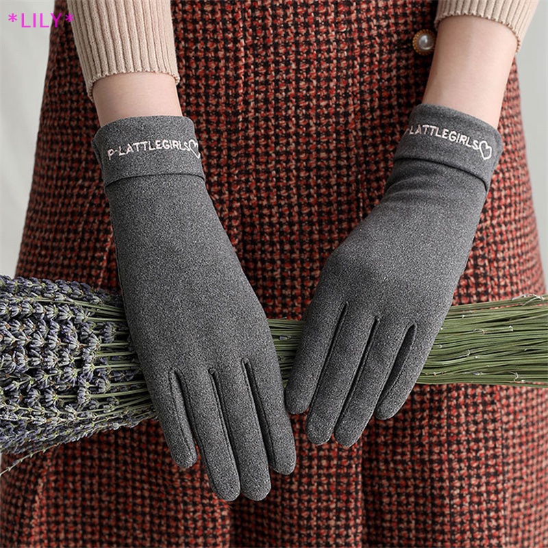 Lily Phụ nữ mùa đông ấm áp găng tay Windproof đi xe đạp glvoes therml màn hình cảm ứng găng tay uuu
