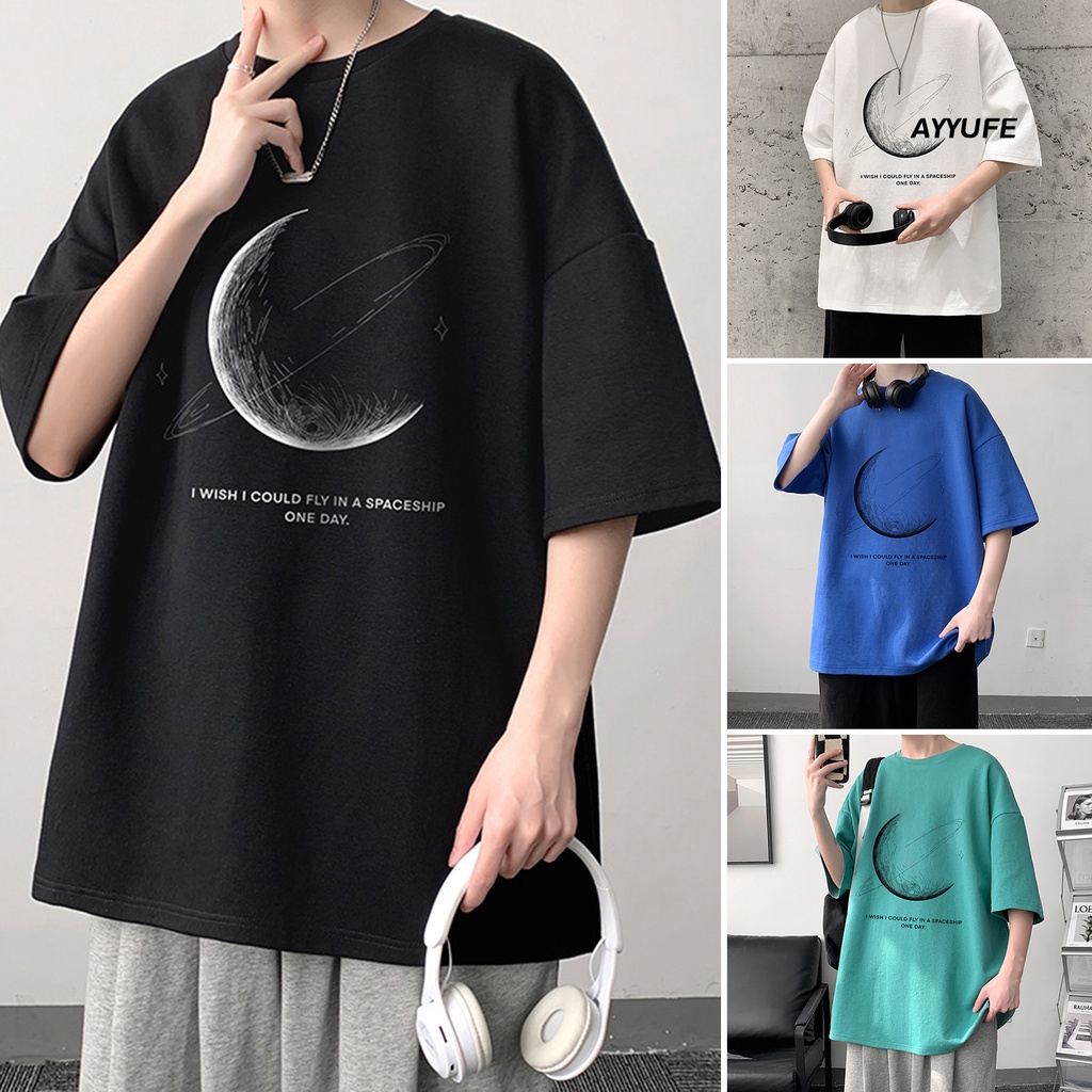 Áo Thun Tay Lỡ Cổ Tròn Dáng Rộng In Chữ Nhanh Khô Thời Trang Mùa Hè Cho Nam