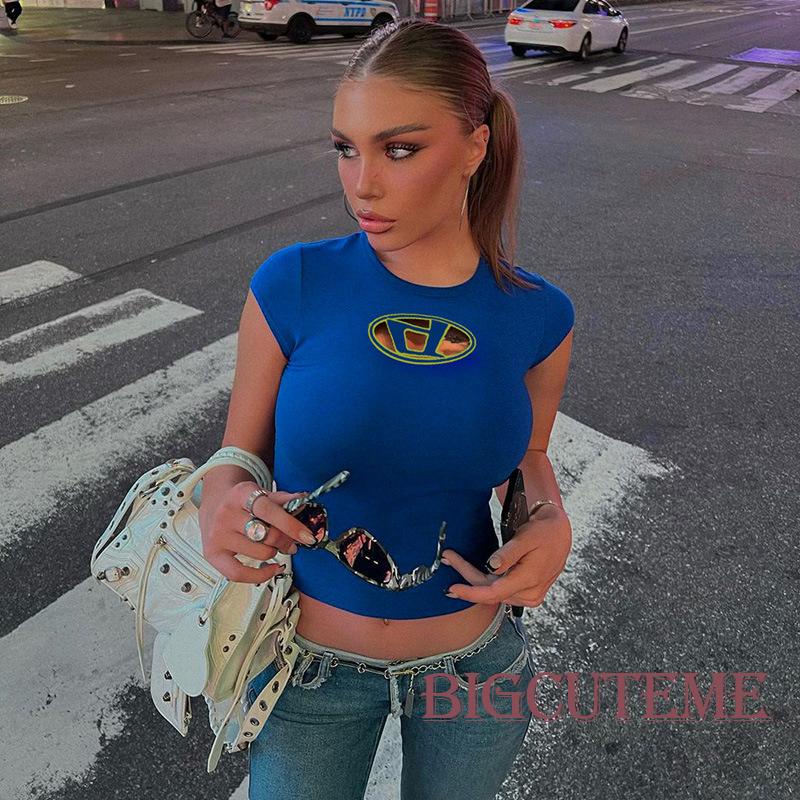 Áo Thun Crop Top Tay Ngắn Cổ Tròn In Họa Tiết Thời Trang Cho Nữ