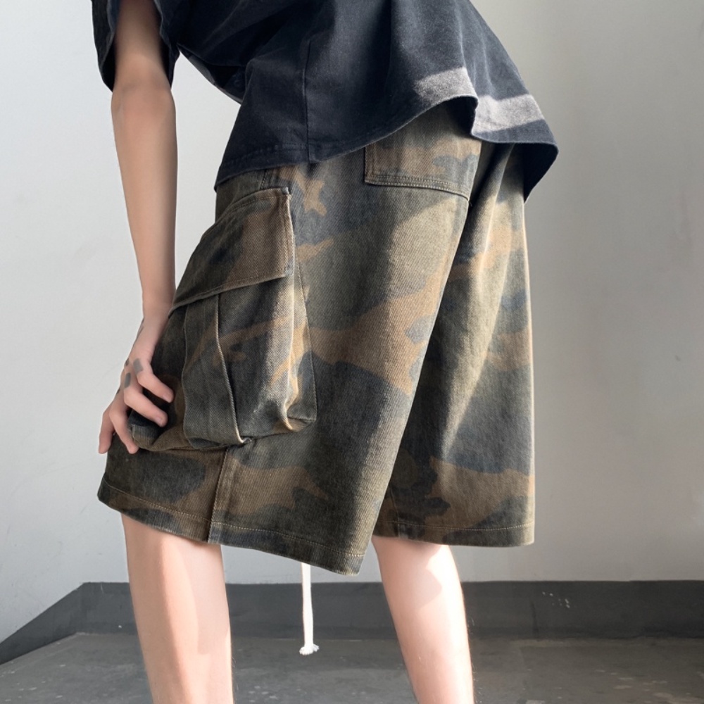 Quần Short Nam Họa Tiết Rằn Ri Phong Cách Đường Phố Mỹ