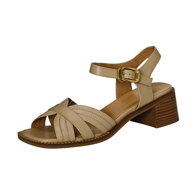 Duoya Tóc Thẳng ~ [Hàng Có Sẵn] Giày Sandal Hở Ngón Đế Dày Hở Ngón Dây Da Mềm Cài Khóa Sau Cho Nữ Miễn Phí Vận Chuyển