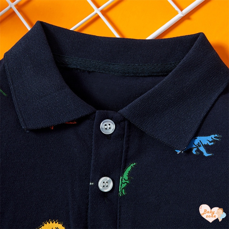Áo polo Tay Ngắn In Họa Tiết Khủng Long Hoạt Hình Thời Trang Mùa Hè Cho Bé Trai Từ 2-7 Tuổi