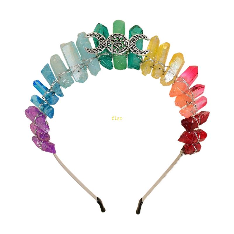 Flgo Băng Đô Cài Tóc Đính Pha Lê Hình Vương Miện Mặt Trời Mặt Trăng Phong Cách Vintage Dành Cho Cô Dâu Trong Tiệc Cưới