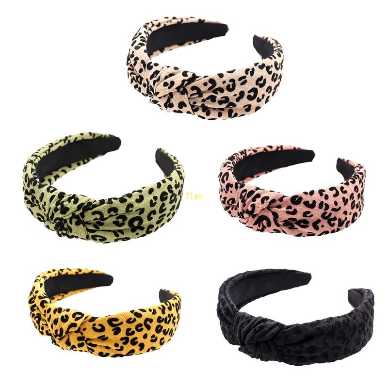 Flgo Băng Đô Thắt Nút Bản Rộng Họa Tiết Da Báo