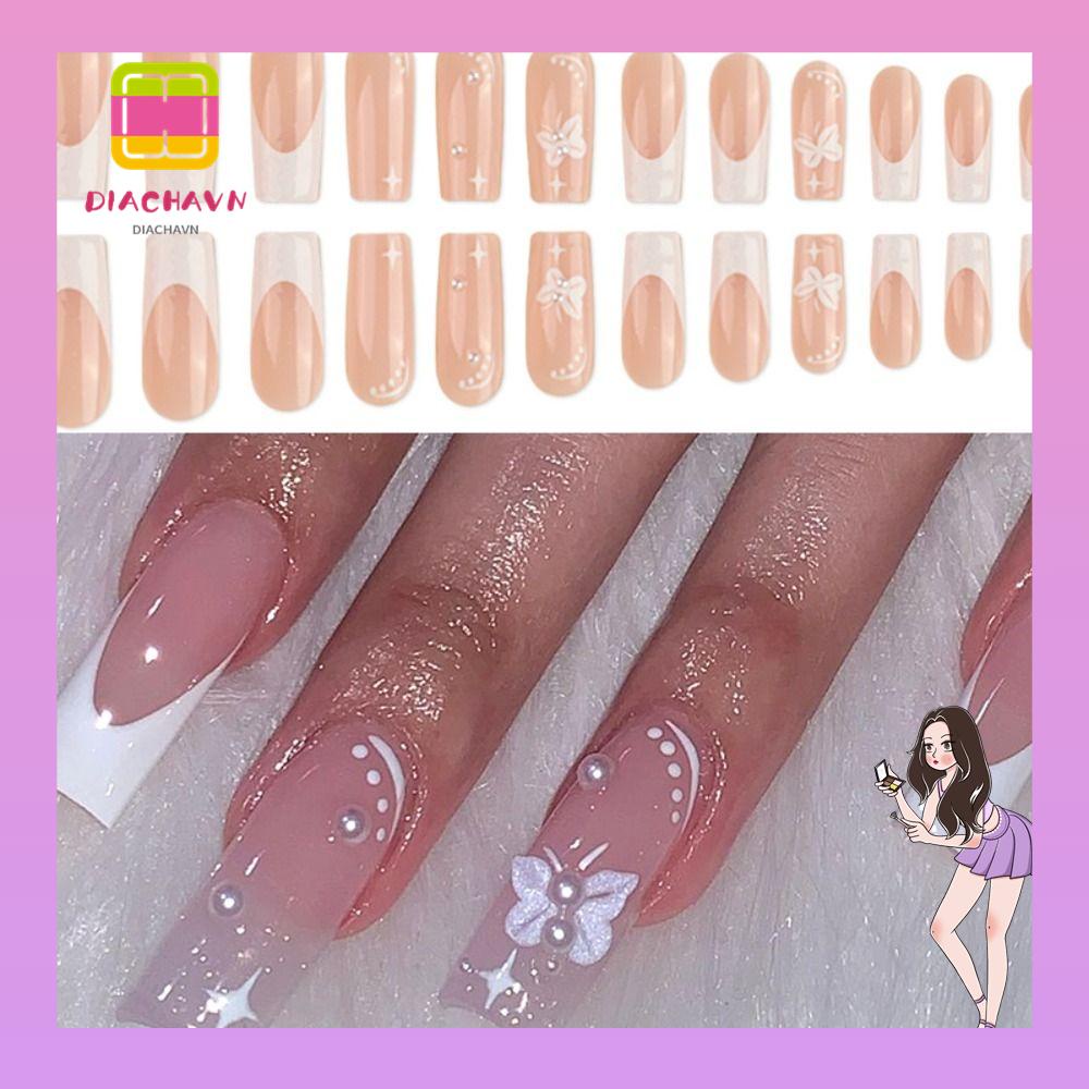 Bộ Móng Tay Giả Đầu Vuông Dạng Nhấn Có Thể Tháo Rời Che Phủ Toàn Diện