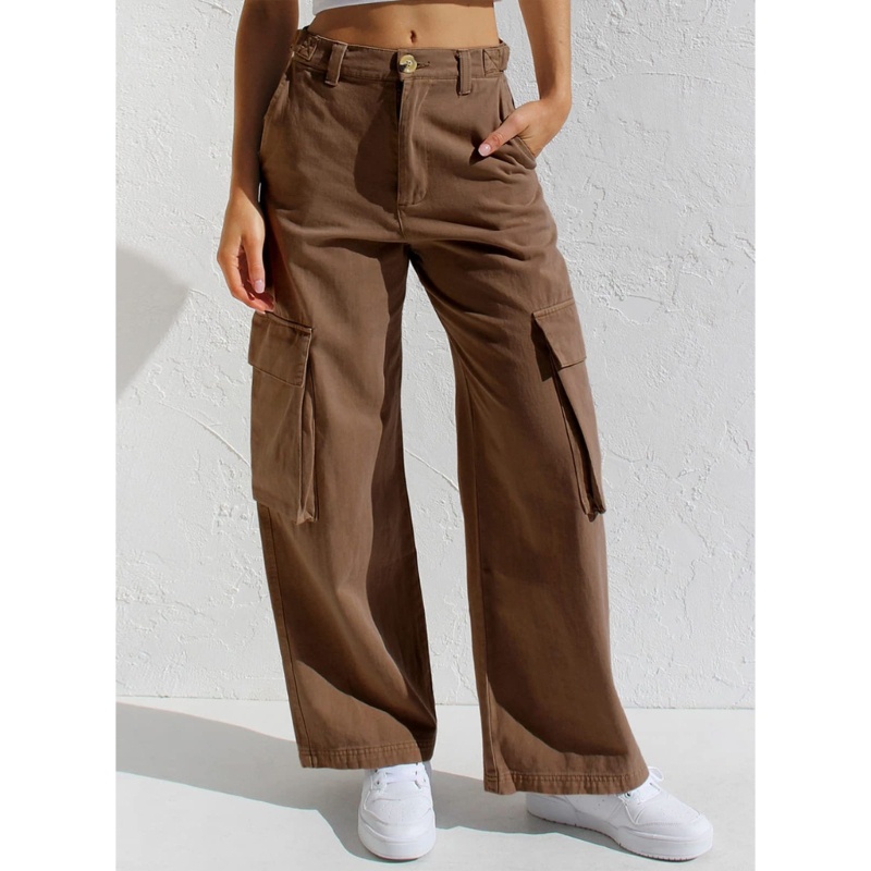 Quần Dài Lưng Cao Phối Túi Phong Cách Đường Phố Cá Tính Cho Nữ