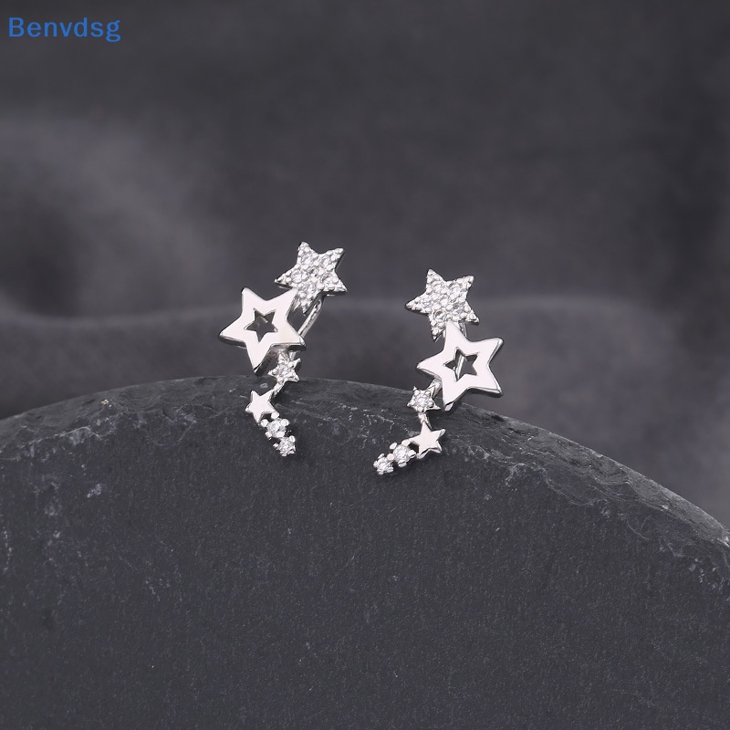 1 Đôi Bông Tai Dáng Dài Đính Đá Zircon Trắng Hình Ngôi Sao Thời Trang Cho Nữ