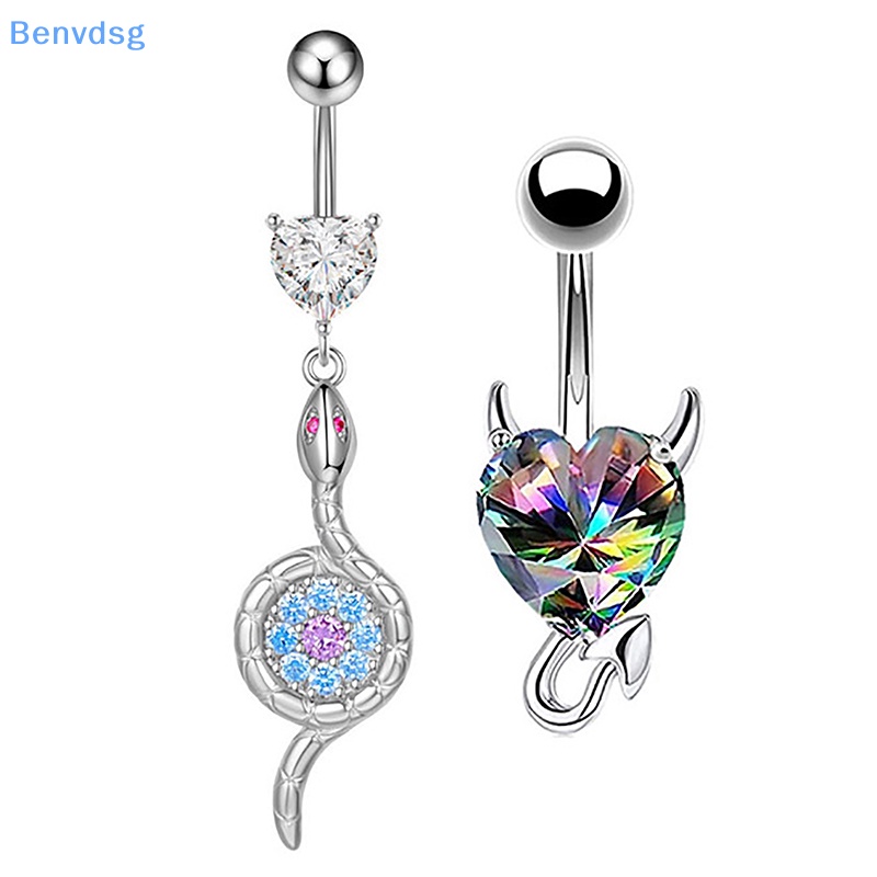 Khuyên Rốn Bằng Thép Không Gỉ Đính Đá Zircon Hình Trái Tim Thời Trang Gợi Cảm Cho Nữ