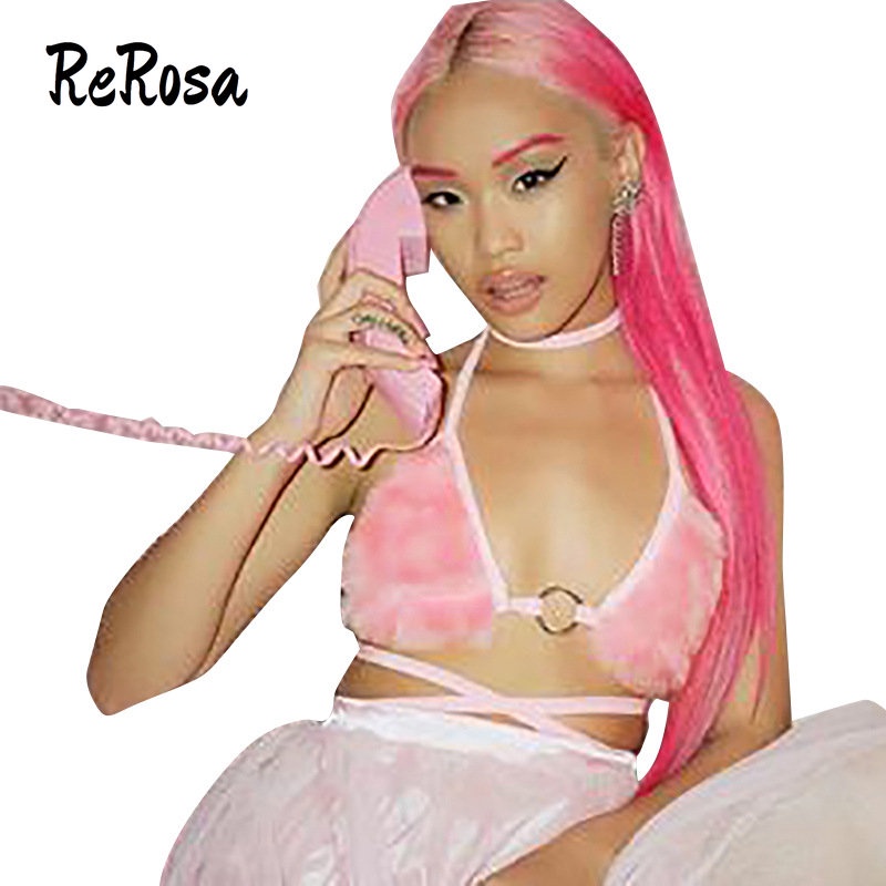 Rerosa Áo Hai Dây Vải Nhung Màu Trơn Cho Nữ