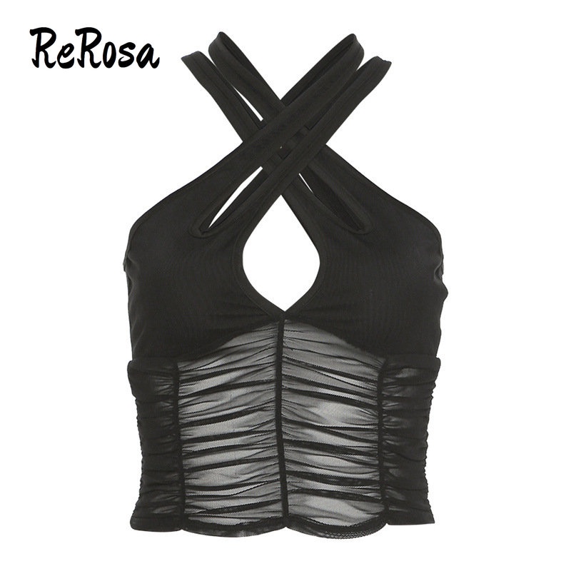 Rerosa Áo Tank Top Hai Dây Dáng Ôm Phong Cách Vintage Thời Trang 2023 Cho Nữ