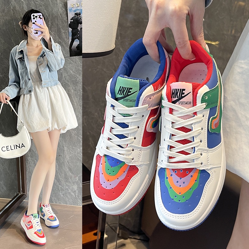 Yuanyang Giày Thể Thao Da Mềm Đế Cao Su Thời Trang Cho Nữ