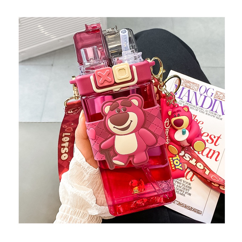 Bình Nước 520ml Sanrio Kèm Ống Hút Họa Tiết Hoạt Hình Dễ Thương