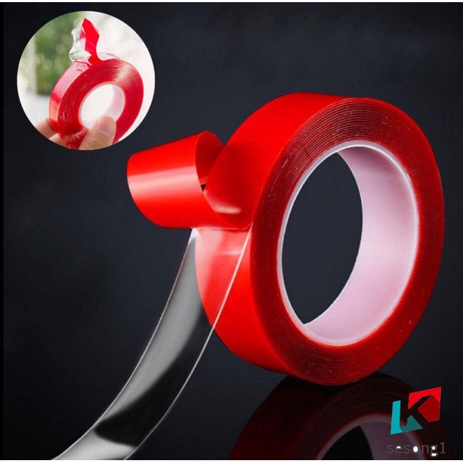 Băng Keo Hai Mặt Silicon Trong Suốt 300cm Độ Dính Cao Không Để Lại Dấu Vân Tay Cho Xe Hơi