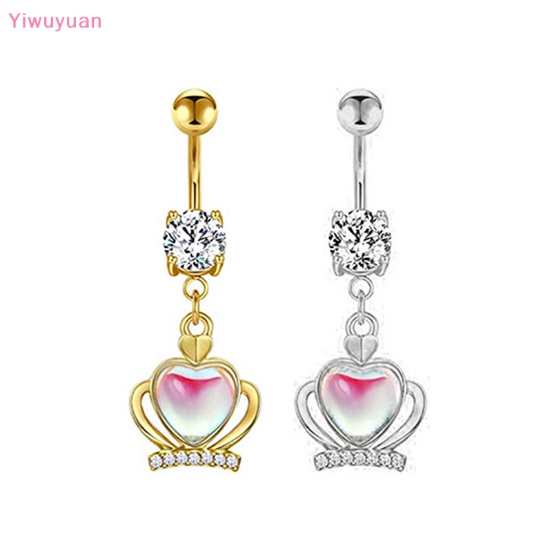 < Yiwuyuan > Khuyên Rốn Bằng Thép Không Gỉ Hình Hành Tinh Mặt Trăng Ngôi Sao Sáng Bóng Cho Nữ