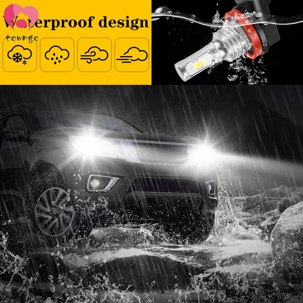 Set 2 Đèn Pha LED 6000K 7000LM 100W H16 H11 H9 H8 Chống Thấm Nước ắp pha ô tô dạng chùm siêu sáng tự động