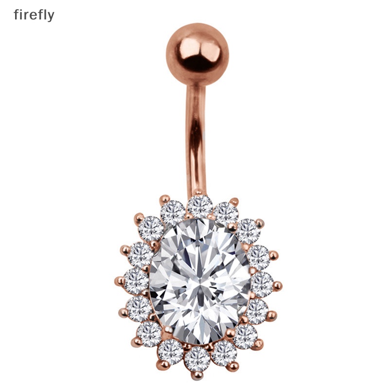 Khuyên Rốn Bằng Thép Không Gỉ Đính Đá Pha Lê