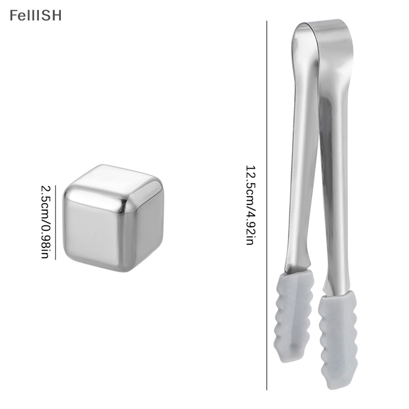 Đá Viên Uống Whiskey Bằng Thép Không Gỉ Có Thể Tái Sử Dụng Kèm Kẹp Gắp Silicone 439br