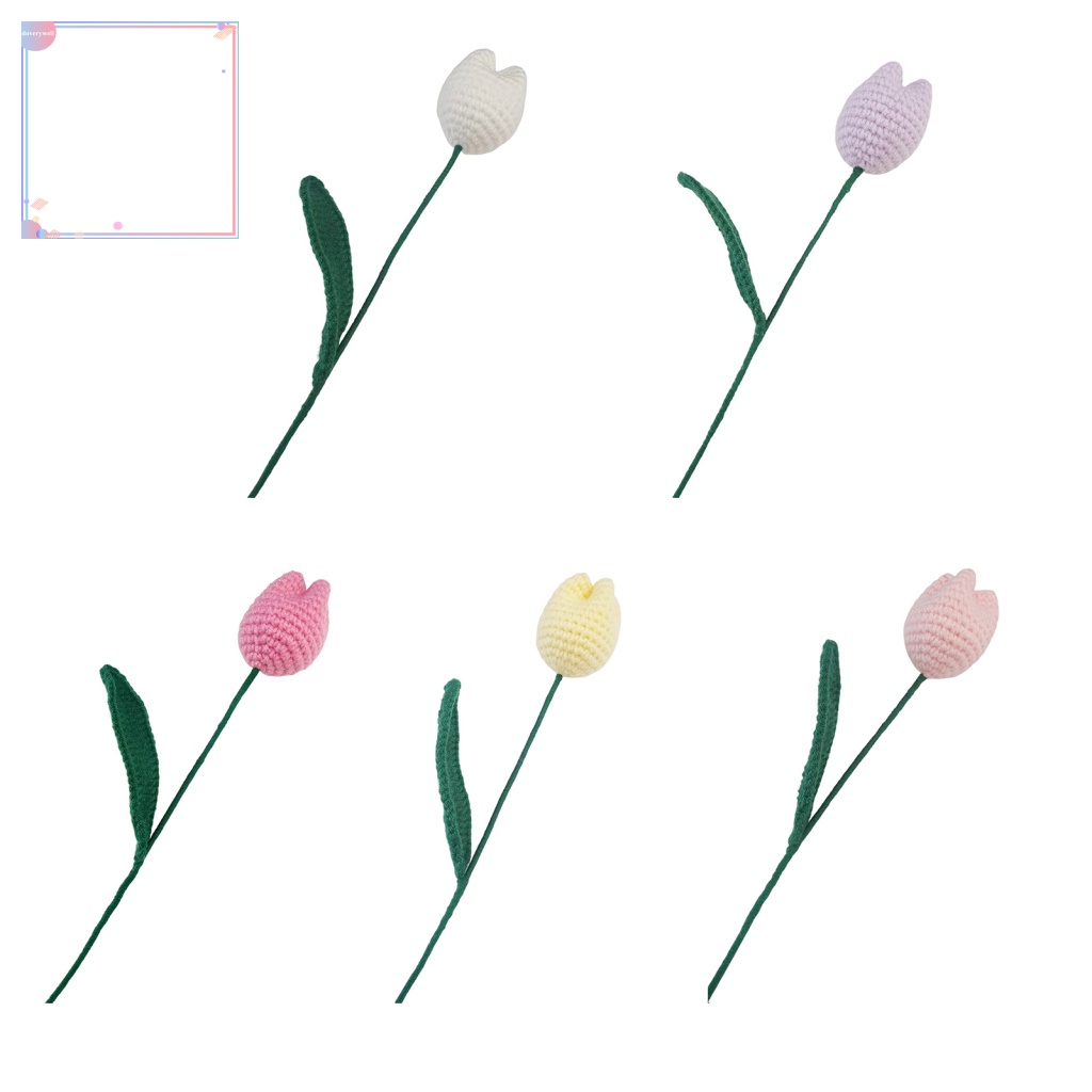 Hoa Tulip Giả Đan Len Chống Phai Màu Trang Trí Nhà Cửa