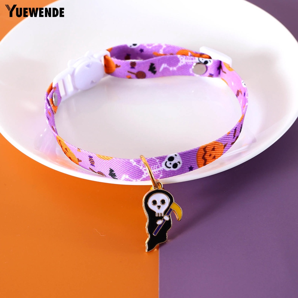 Yq.e Vòng Cổ Họa Tiết Ma Bí Ngô Chống Sặc Nước Mềm Mại Có Chuông Cho Thú Cưng Trong Lễ Hội Halloween