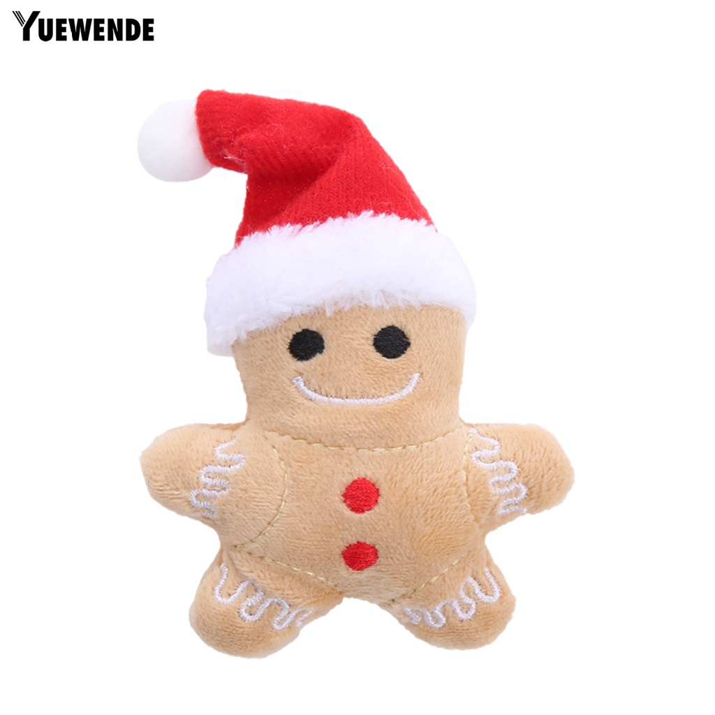 Yq.e Đồ Chơi Thú Nhồi Bông Mềm Mại Thoải Mái Tăng Cường Khả Năng Làm Sạch Răng Miệng Lâu Trôi Hình Bánh Gừng Giáng Sinh Dành Cho Mèo
