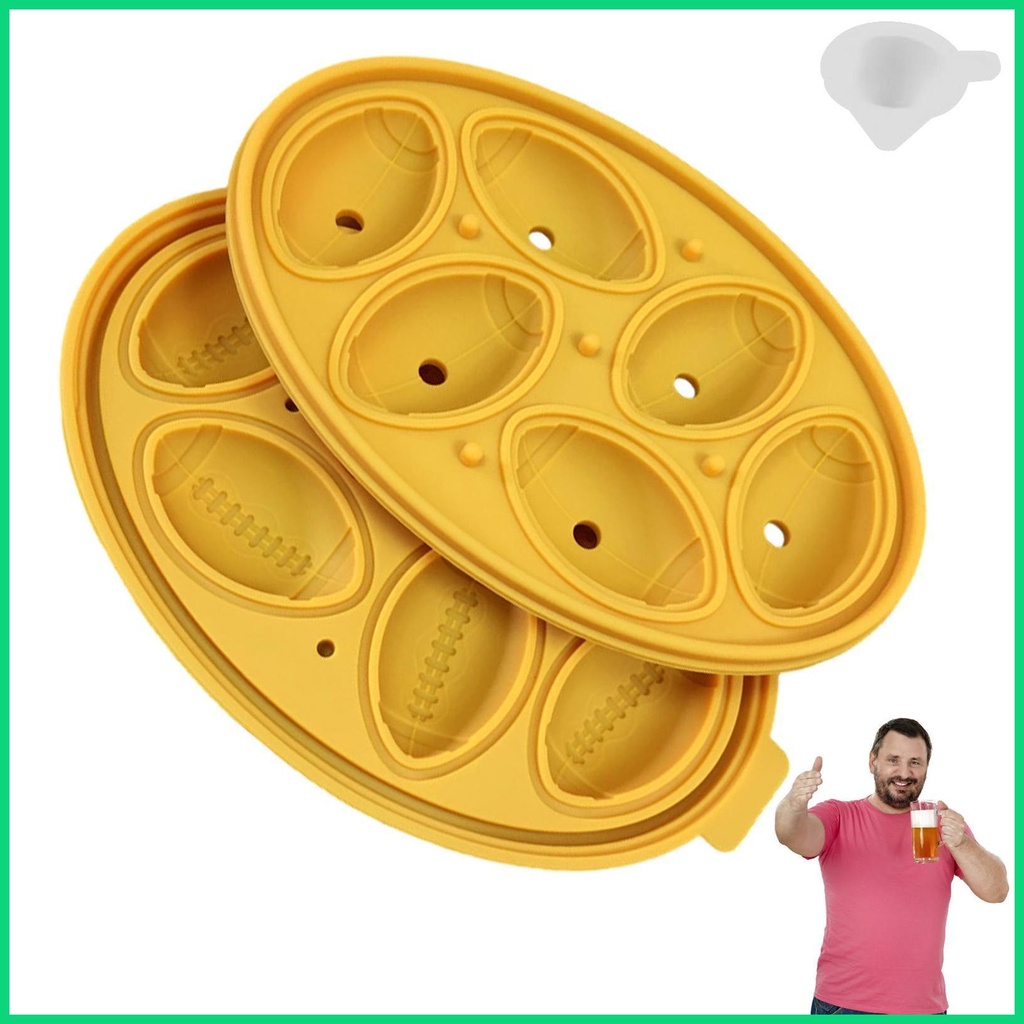 Khuôn Làm Đá 6 Ô Hình Oval Bằng Silicone Có Nắp Và Phễu Có Thể Tái Sử Dụng