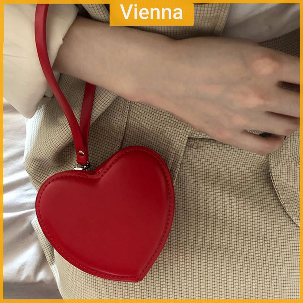 Ví Da Mini Cầm Tay Hình Trái Tim Thời Trang Cho Nữ