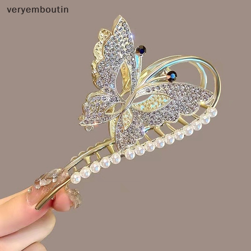 Kẹp Tóc Hình Bướm &amp; Ngọc Trai Bằng Kim Loại Cho Nữ 1 Cái