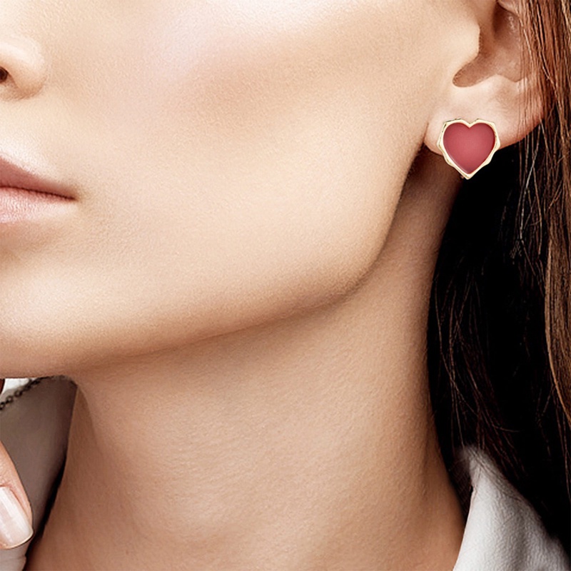 Khuyên Tai Hình Trái Tim Bằng Thép Không Gỉ Dễ Thương Cho Nữ