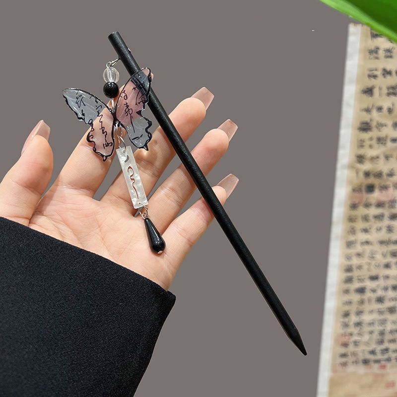 Trâm Cài Tóc Hình Bướm Màu Đen Phong Cách Trung Hoa Thời Trang Mùa Hè Cho Nữ