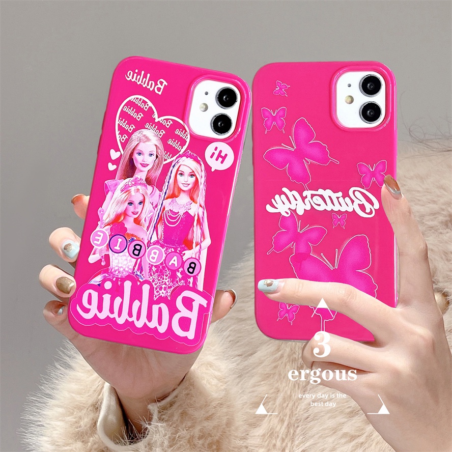 Ốp Điện Thoại TPU Mềm Màu Kẹo Ngọt Họa Tiết Barbie Cho IPhone 14 13 12 11 Pro Max SE2020 X XR Xs Max 7 8 6 6s Plus